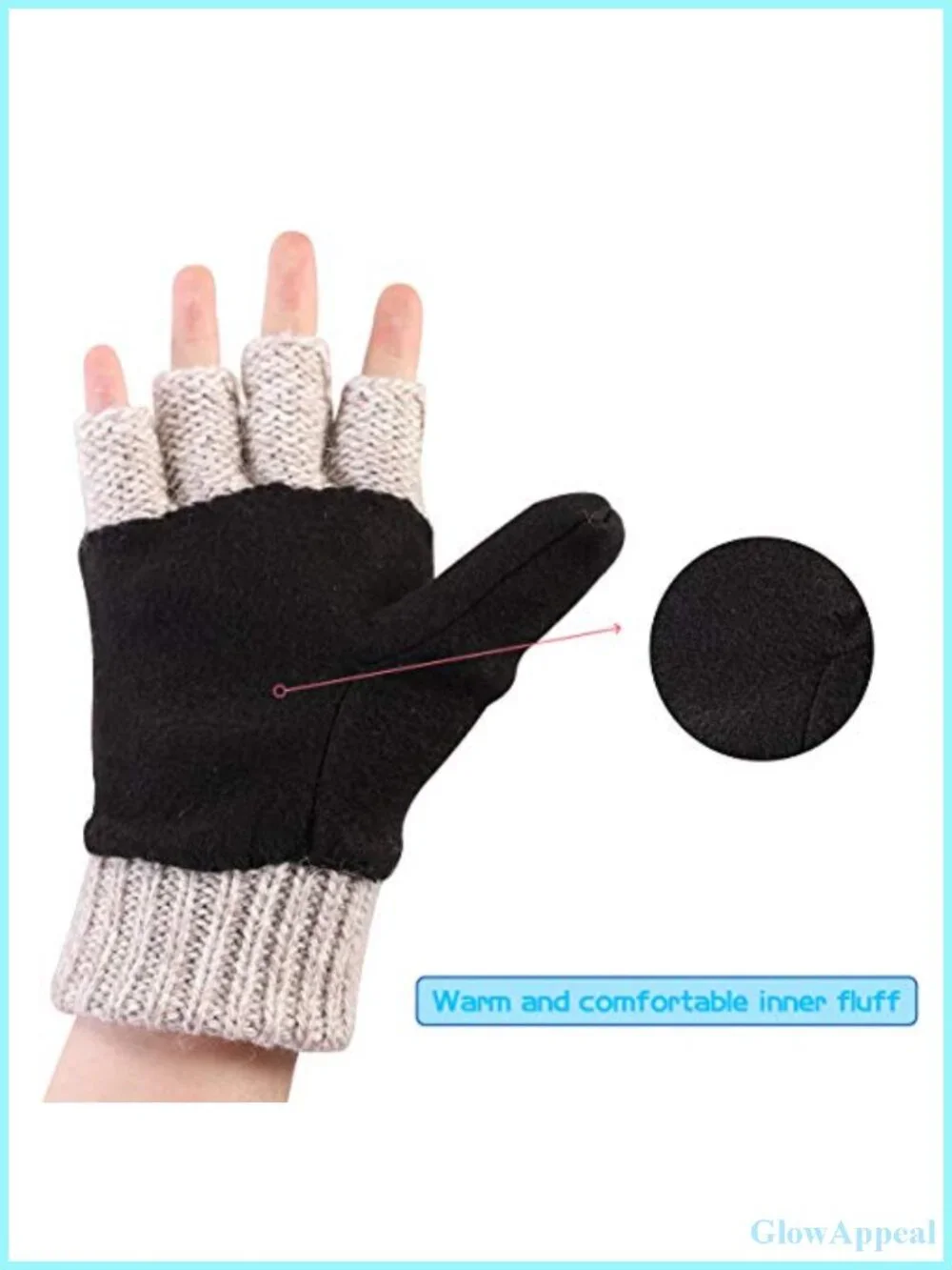 Winter Knitted Fingerless Wool Gloves Thermal Insulation Warm Convertible